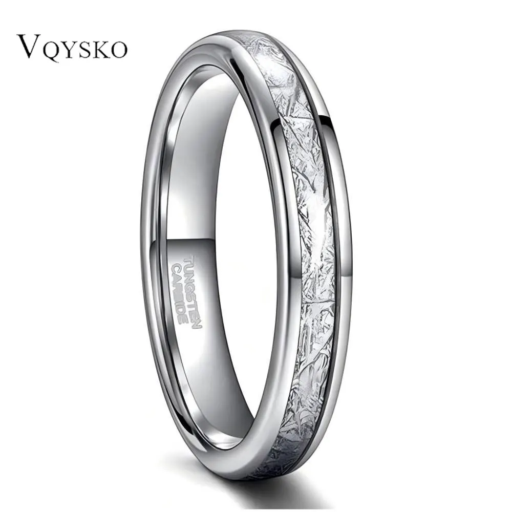 Mode 4/6mm männer Silber Wolfram Ringe Rime Gemusterten Meteorit Seide Verlobungsring für frauen Valentinstag geschenke Schmuck