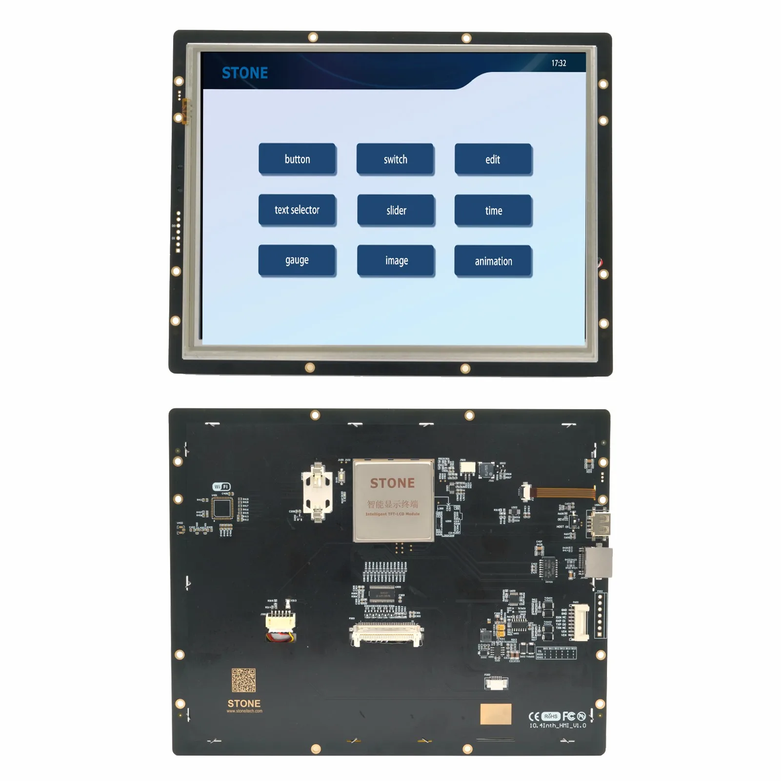 SCBRHMI Enhanced Series HMI RTP LCD Display 10.4 inch Size 128M-1GB Flash Memory Cortex A8 Touch Display