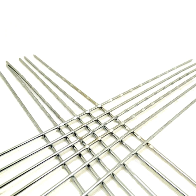 Set di clip per barbecue per barbecue Spiedini 30 cm Acciaio inossidabile + legno Utensile per aghi Perni resistenti alla ruggine Accessori per barbecue all'aperto 2