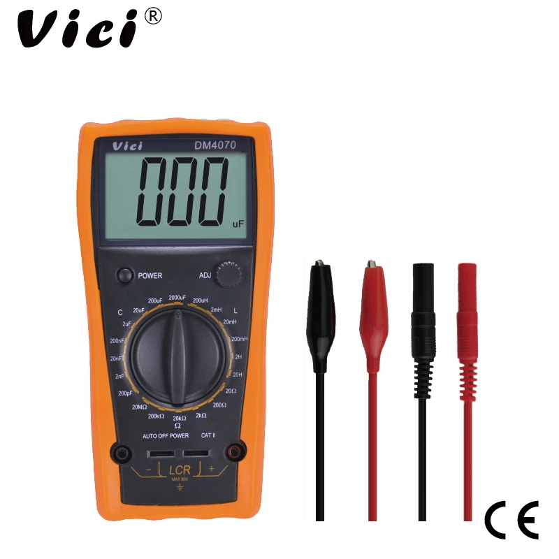 

Vici DM4070 Digital Bridge LCR Meter 20H Inductance 2000uF Capacitance Ohm Resistance Tester Self-discharge R C LCD Multimeter