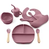 8/Pcs/Set Baby Food Feeding Tableware Sucker Bowl+Spoon+Fork Eating Dinnerware For Children Dishes Baby Bib Cup Baby Stuff 3
