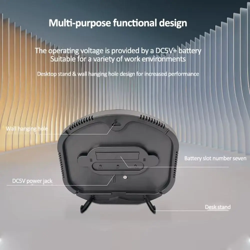 Multi-functional Large Display Digital Clock Mirrored Remote Control Wall-mounted Electronic Clock Standing/Hanging