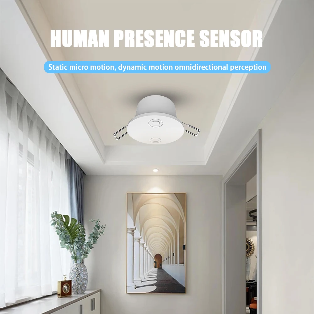 Iconic Brand Zigbee MmWave Human Presence Detector Radar Motion Sensor 24G Relay Lux Light/Distance Detection Tuya Smart Life App
