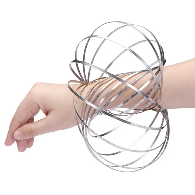 Fidget Spinner Toy Flow Ring Bracelet à ressort en acier inoxydable  Réducteur de stress pour enfants