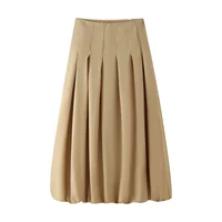 Women's Autumn New Short Zipper Jacket Short Sleeved Top High Waisted Pleated Lantern Flower Bud Half Skirt Set - Image 6