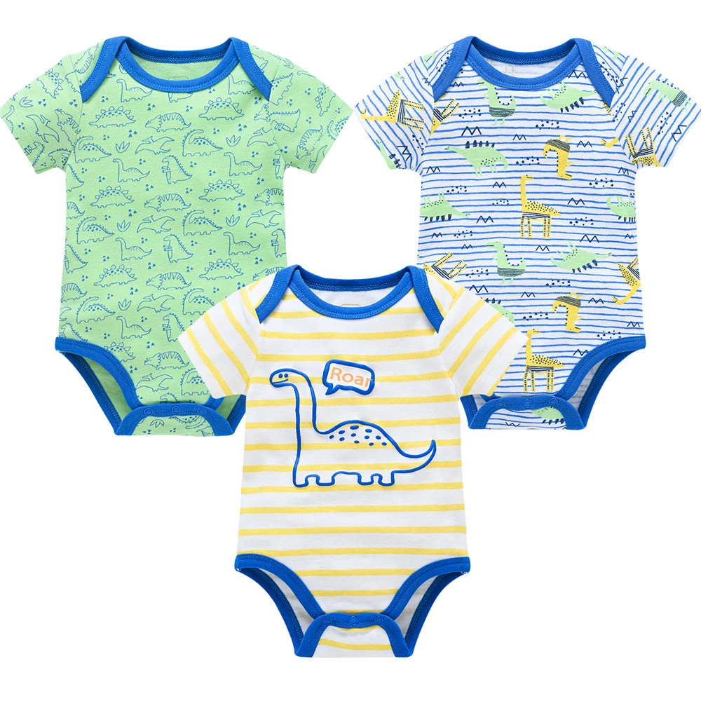 3 Pcs/lot Newborn Baby Boy Bodysuit 100% Cotton Short Sleeve 3M 6M 9M 12M Girls Clothes Cool Print Infant Jumpsuit 3