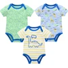 3 Pcs/lot Newborn Baby Boy Bodysuit 100% Cotton Short Sleeve 3M 6M 9M 12M Girls Clothes Cool Print Infant Jumpsuit 3