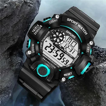 YIKAZE Y73 Men's Watch Digital Sports Electronic Wristwatch Large Dial Multifunctional Waterproof Luminous Alarm Male's Bracelet 1