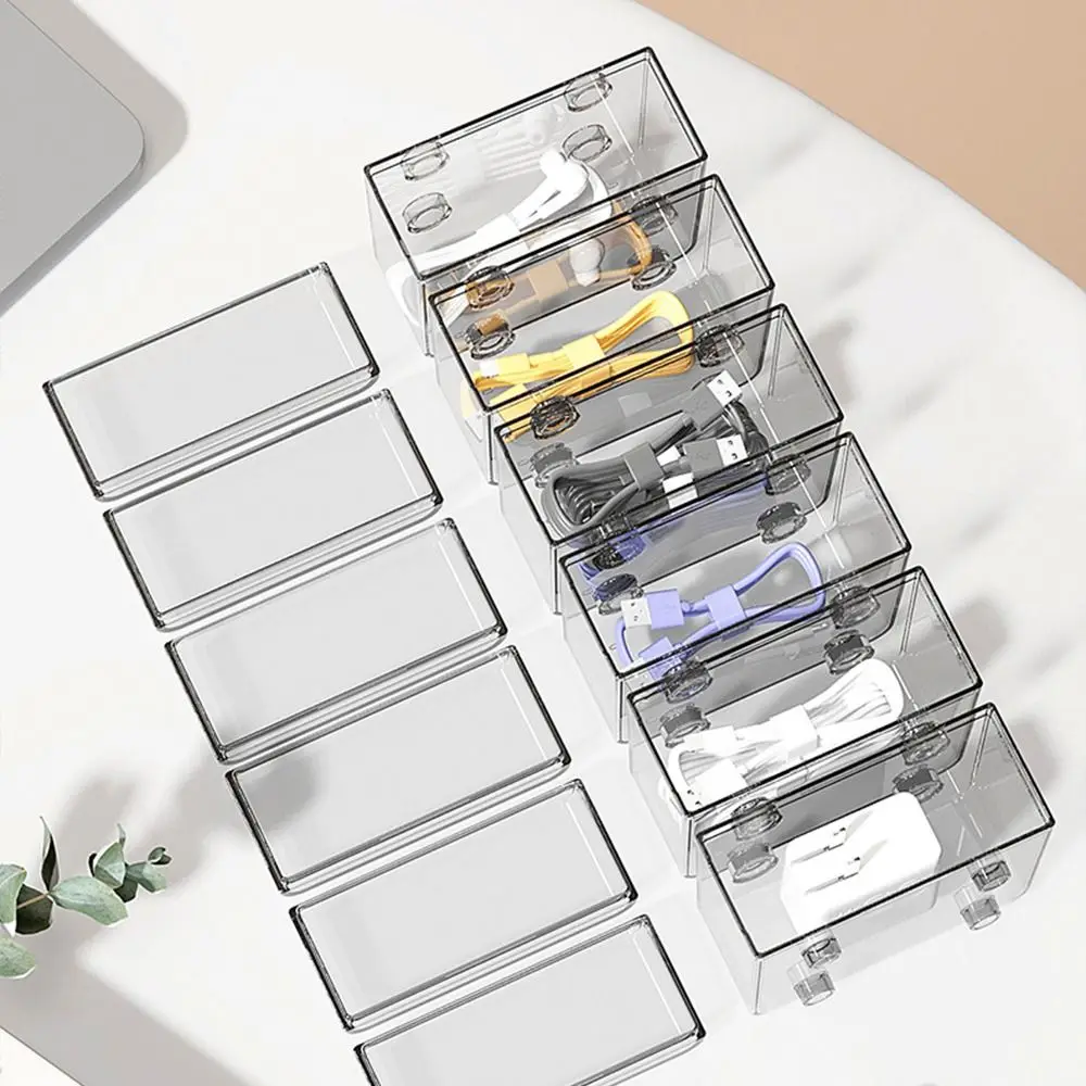 Transparent Data Cable Storage Box Stackable Dustproof Flip Cover Cable Container Plastic Waterproof Bobbin Winder Jewelry