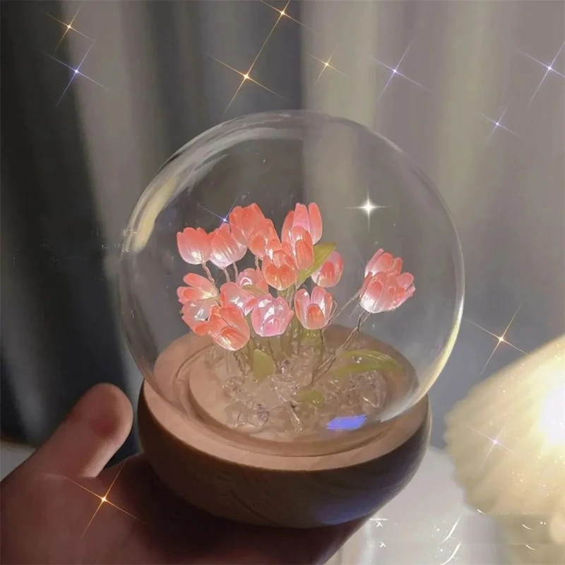 Artificial Tulip Flower Night Light LED Bedside Lamp Bedroom Decor Christmas Birthday Gifts Table Artificial Plants Artificial Flowers Artificial Flower Bouquet