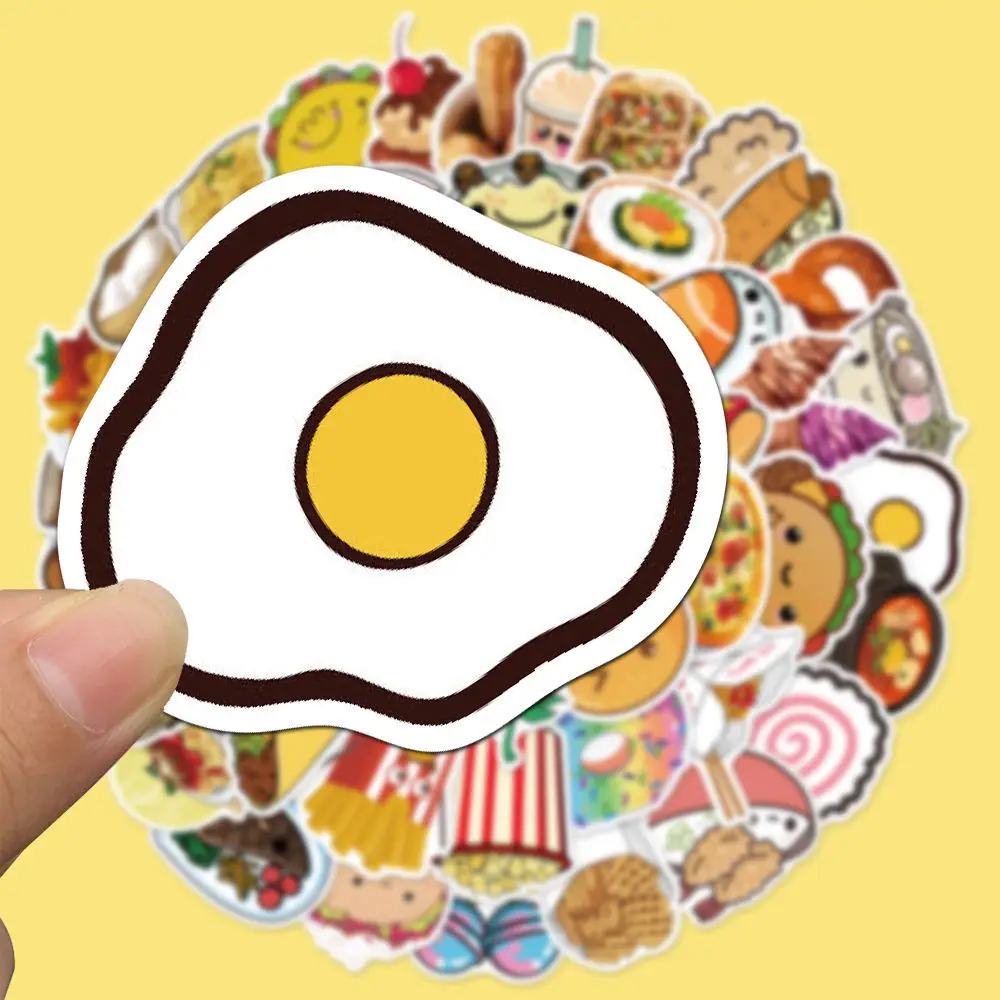 

50 Cute Cartoon Food Series PVC Stickers Waterproof DIY Personalized Graffiti Decorative Journal Stickers