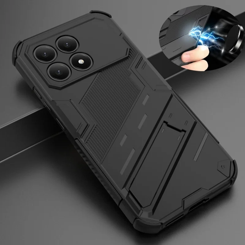 Car Magnetic Armor Shockproof Stand Phone Case with Back Cover Protection