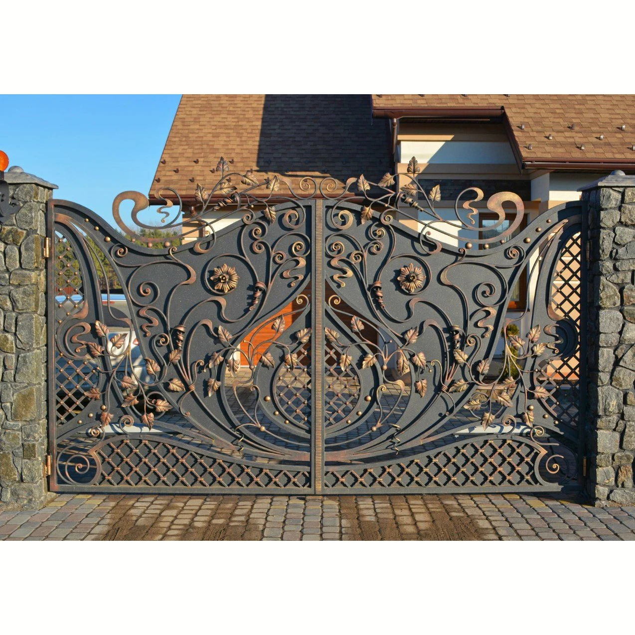 Main Gate Designs Wrought Iron Grill Fencing, Trellis & Gates Metal Heat Treated Pressure Treated Iron Type Automatic XMOYA Gate