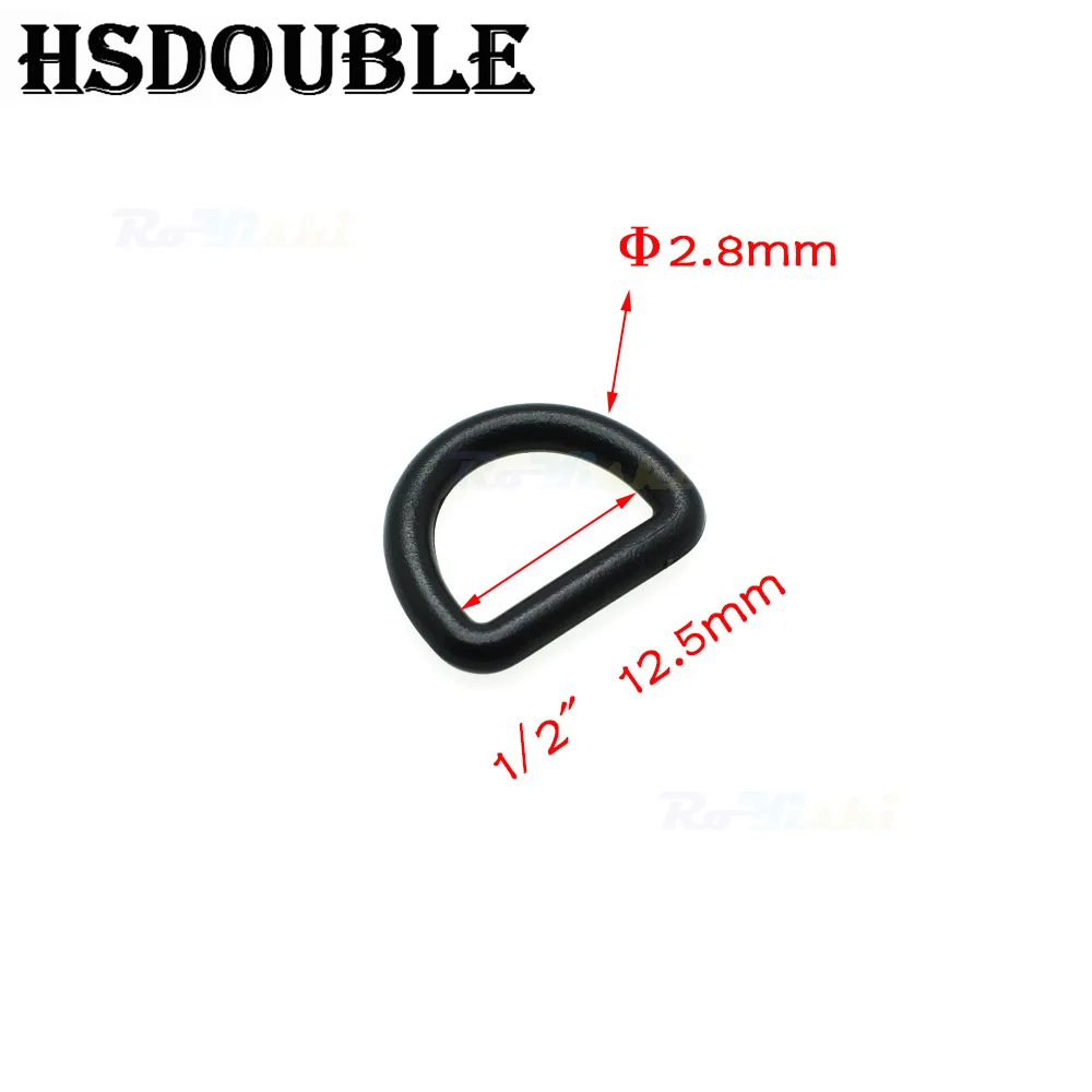 10 Stück/Packung Kunststoff-D-Ring-Schnallen für Gurtband, Größe 10 mm, 12 mm, 15 mm, 20 mm, 25 mm, 30 mm, 38 mm, 45 mm, Schwarz – Detail 4
