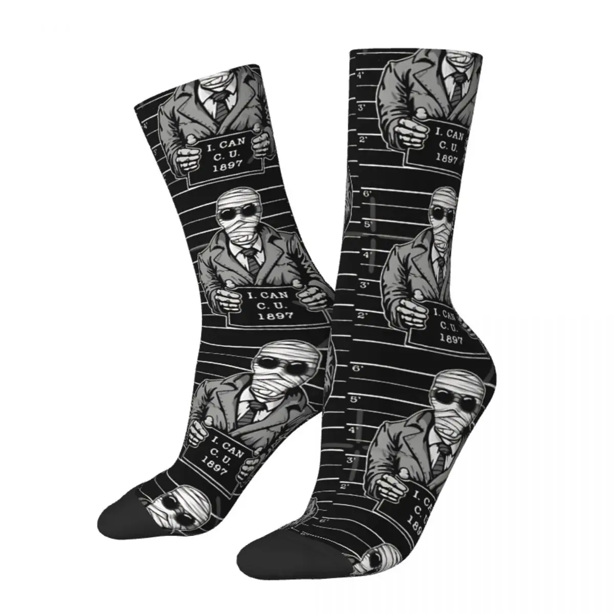 

Funny Crazy Sock for Men Invisible Man Hip Hop Harajuku Horror Movies Happy Pattern Printed Boys Crew Sock Novelty Gift