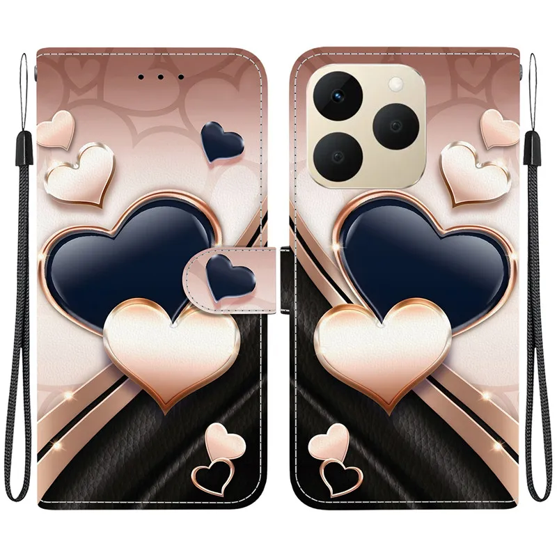 Elegant Colored Flower Wallet Phone Case - Magnetic Flip Leather Cover with Cute 3D Design