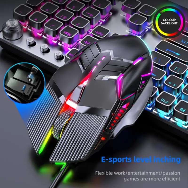 Ergonomic Wired Gaming Mouse USB Computer Mouse Gaming RGB Backlit Gamer 6 Button LED Silent Mice for PC Laptop