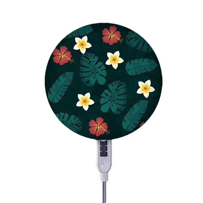 Fresh Green Plant Fan Dust Cover Bedroom All-inclusive Round Flower Print Fan Cover 40-50CM Universal