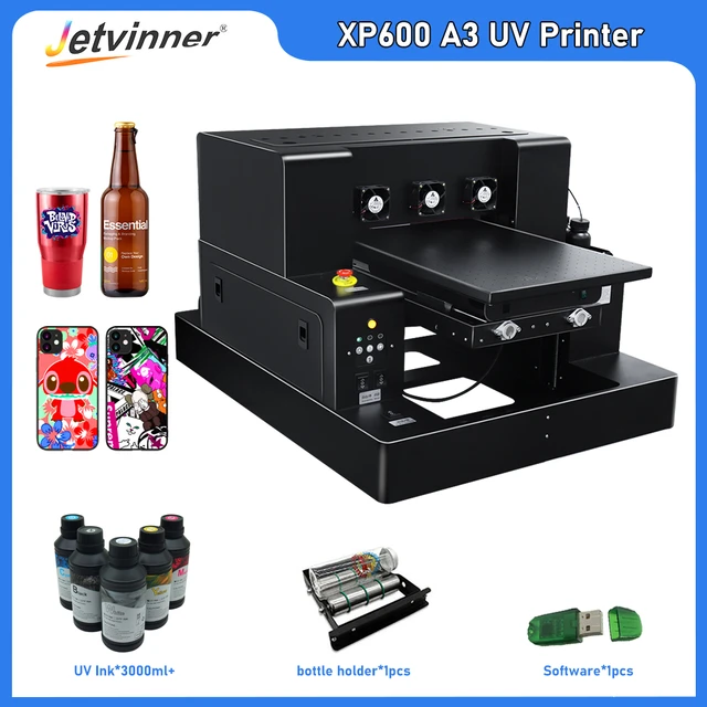 A3 Uv Printer Large 6090 Uv Flatbed Printer For Phone Case Leather Wood  Acrylic Uv Printing Machine With 3pcs Xp600 Printer Head - Printers -  AliExpress