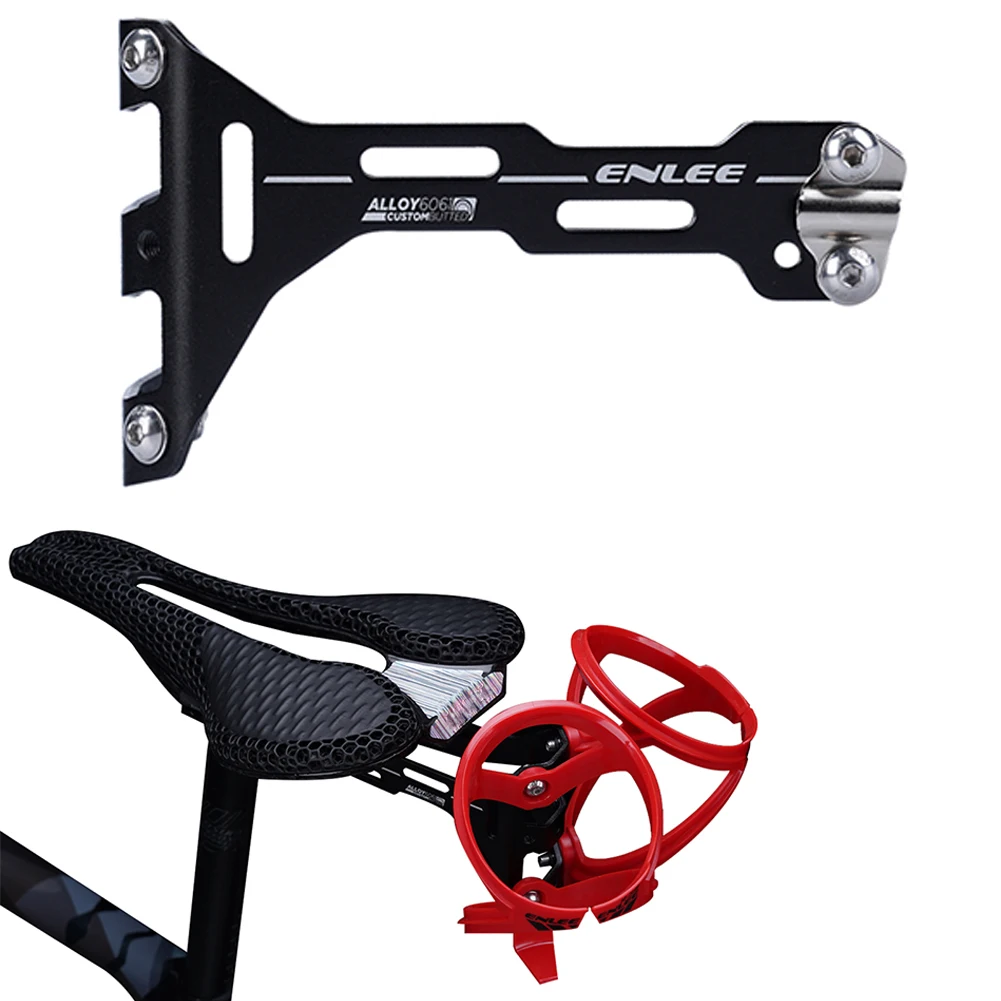 Bicycle Saddle Bottle Cage Extension Holder Aluminum Alloy Bicycle Seat Rack Adapter for Outdoor Cycling