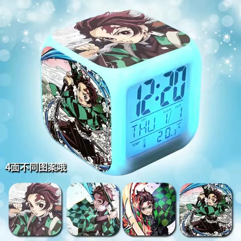 

Demon Slayer Action Figures Student Alarm Clock Periphery Colorful luminous Small Alarm Clock Night light