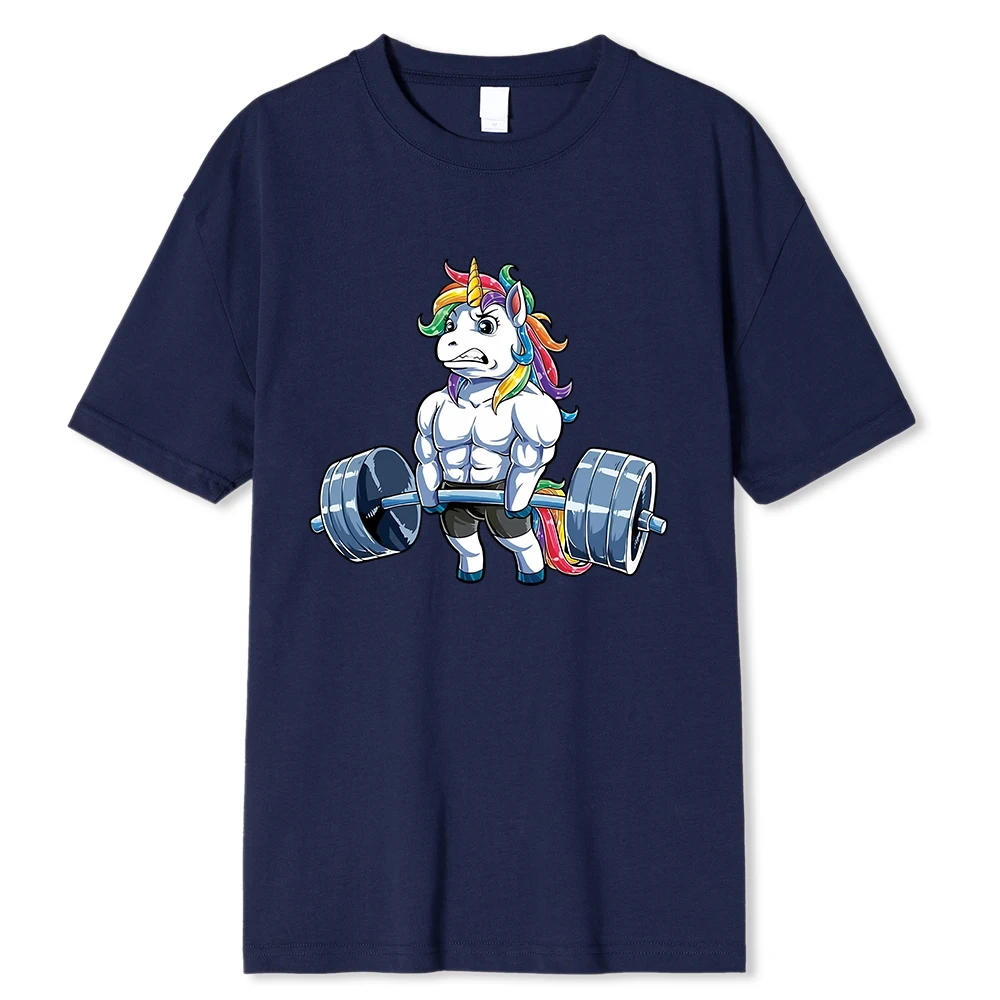 Divertente Palestra Unicorno Fiess Bodybuilding Girocollo T Shirt Uomo Casual Manica Corta Magliette Top Dropshipping_voghion.com