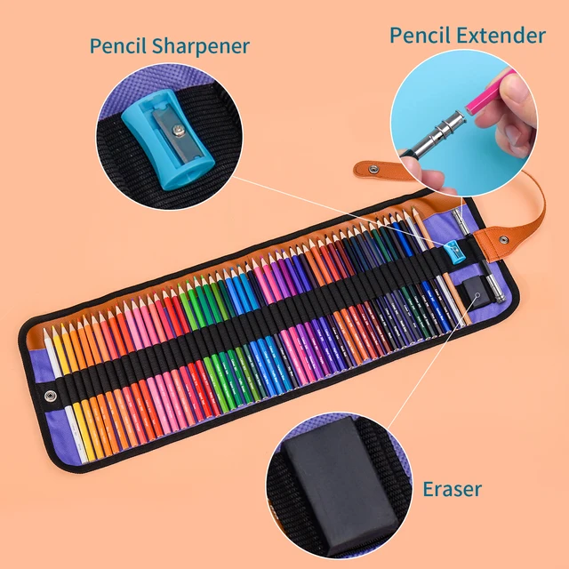 컬러 연필 아트 전문 나무 펜 홀더 50/72 컬러 연필 세트, 학용품 그리기용 지우개 포함