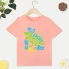 Dinosaur Creativity Print Pink Child T-Shirts Easter Saurus Rex Letters All-match Popular Exquisite Kids Tops Clothes Dropship 1