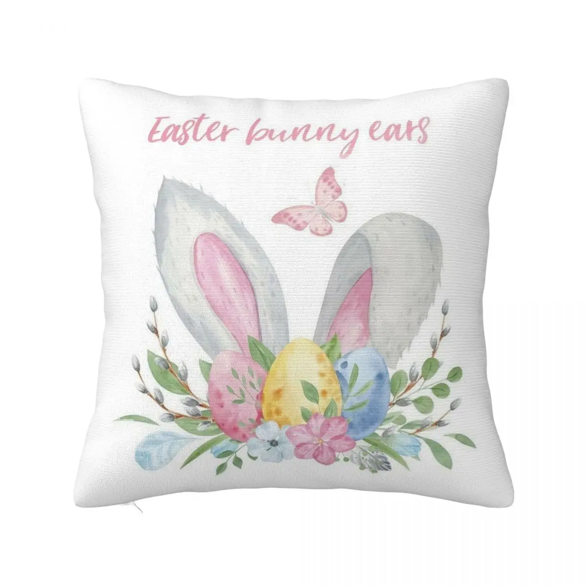 

Bunny Easter Eggs Flowers Pillowcase Printing Polyester Cushion Cover Decorations Pillow Case Cover Home Zipper 45X45cm