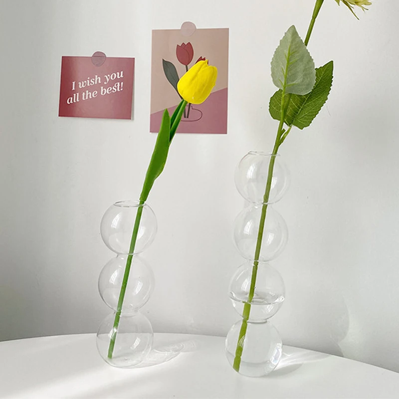 1pc Japanese Ornaments Nordic Living Room Simple Creative Spherical Small Flower Vases Stained Bubble Glass Vase Home Decoration Flower Vase