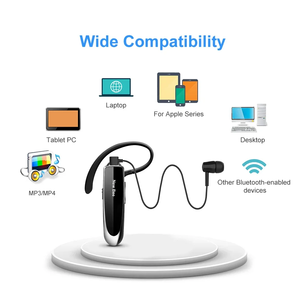 New Bee B41 Wireless Headset V5.0 Handsfree Earphones 24Hrs Talking  Headphones With Noise Cancelling Mic For iPhone xiaomi - AliExpress