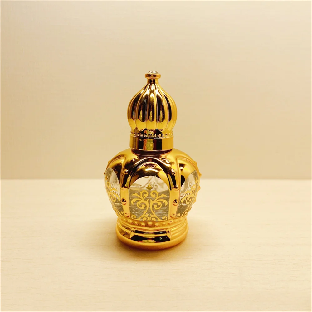 15ml Essential Oil Roller Bottle Gold Crown Shape Perfume Bottling Portable Travel Electroplated Carve Glass Luxury Empty Bottle 2