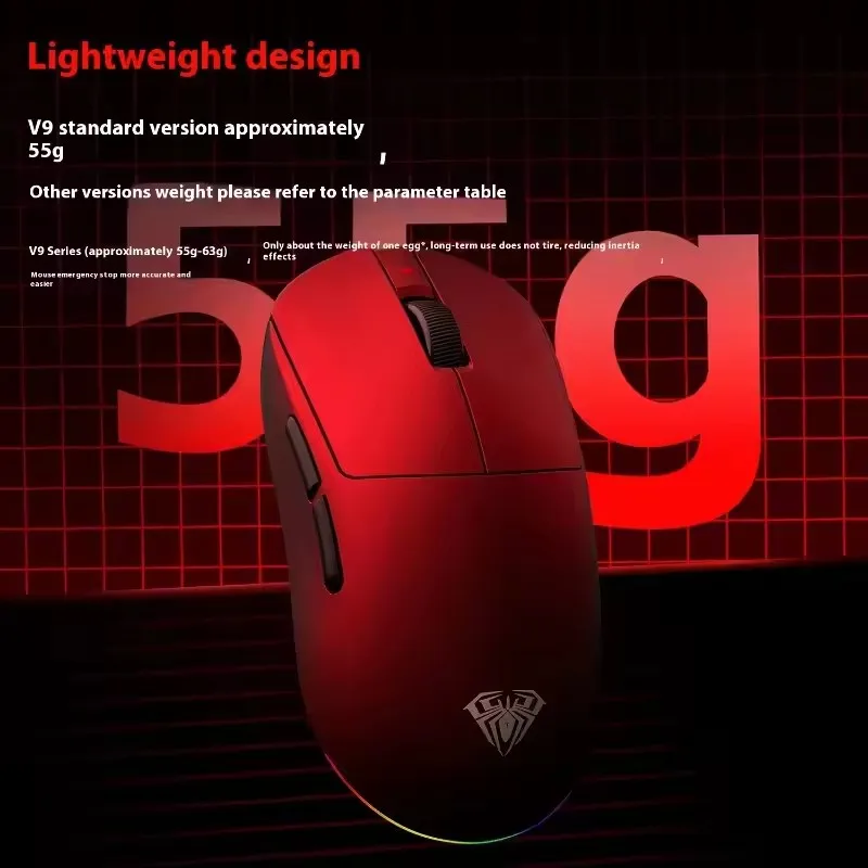 AULA V9 Pro Ultra Tri-Mode Wireless Mouse Custom PAW3395 Dual 8KHZ E-sports Gaming Mice Lightweight Ergonomic Mouse PC Accessory