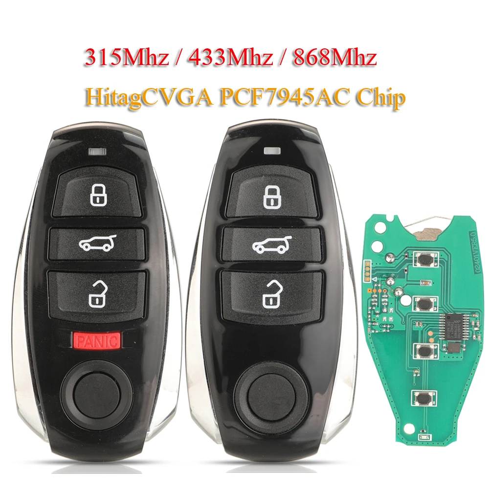 jingyuqin 3/4BTN Smart Remote Car Key Fob HitagCVGA PCF7945AC Chip 315Mhz 433Mhz 868Mhz For VW Volkswagen Touareg 2010-2014