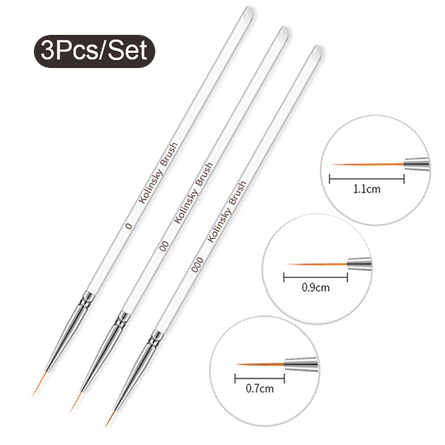 Acrylic French Stripe Nail Art Liner Brush Set 3D Tips Manicuring Ultra-thin Line Drawing Pen UV Gel Brushes Painting Tools
