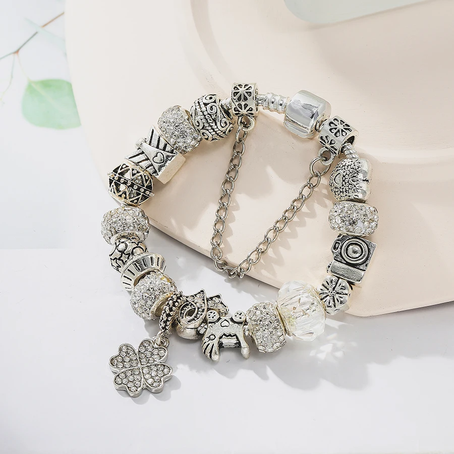 Bracelet Jewelry Dinglly Beads Lucky Charm Bracelets For Women Original Streamer Crystal Beaded Bangle Fashion Gifts