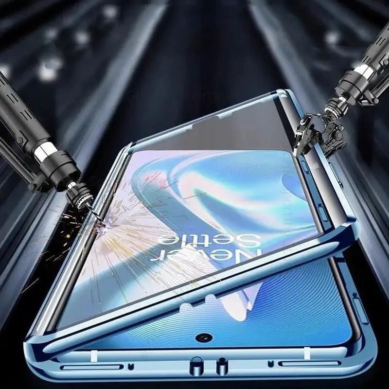 For OnePlus Ace 5G Magnetic Adsorption Tempered Glass Phone Case For One Plus 10 Pro 360 Double-Sided Film Protector Flip Cover