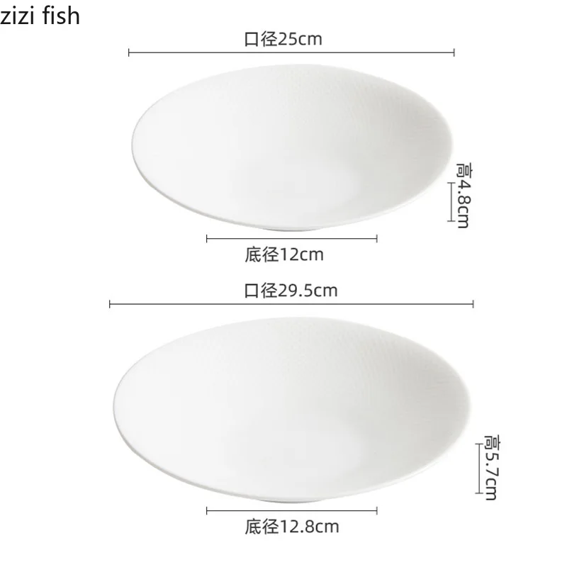 Pure White Ceramic Vegetable Salad Plate Round Deep Plate Thick Soup Pasta Fruit Plates Restaurant Specialty Tableware