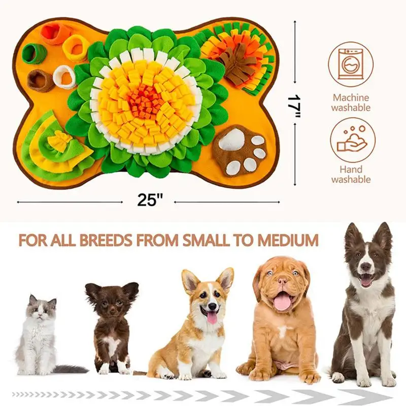 강아지 냄새 맡기 매트, 고양이 강아지 인터랙티브 퍼즐 장난감, 강아지 코젖 수유 매트, 반려동물 스너플 매트, 휴대용 인터랙티브, 25x17 인치
