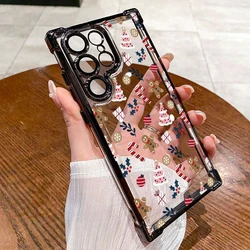 Festive Santa Claus Electroplate Airbag Clear Phone Case Cover - Galaxy S25 Ultra (Black - YYDSO1344)