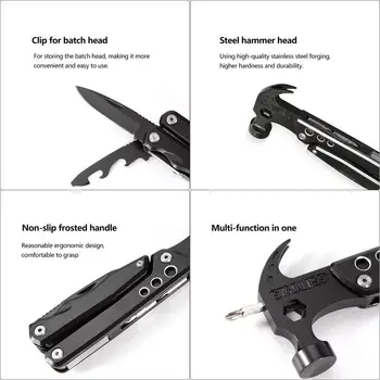 Folding Claw Hammer 12 In-1 Claw Multitool Pliers Hammer Portable Survival Gear For Exploring Camping Backpacking Hiking 4