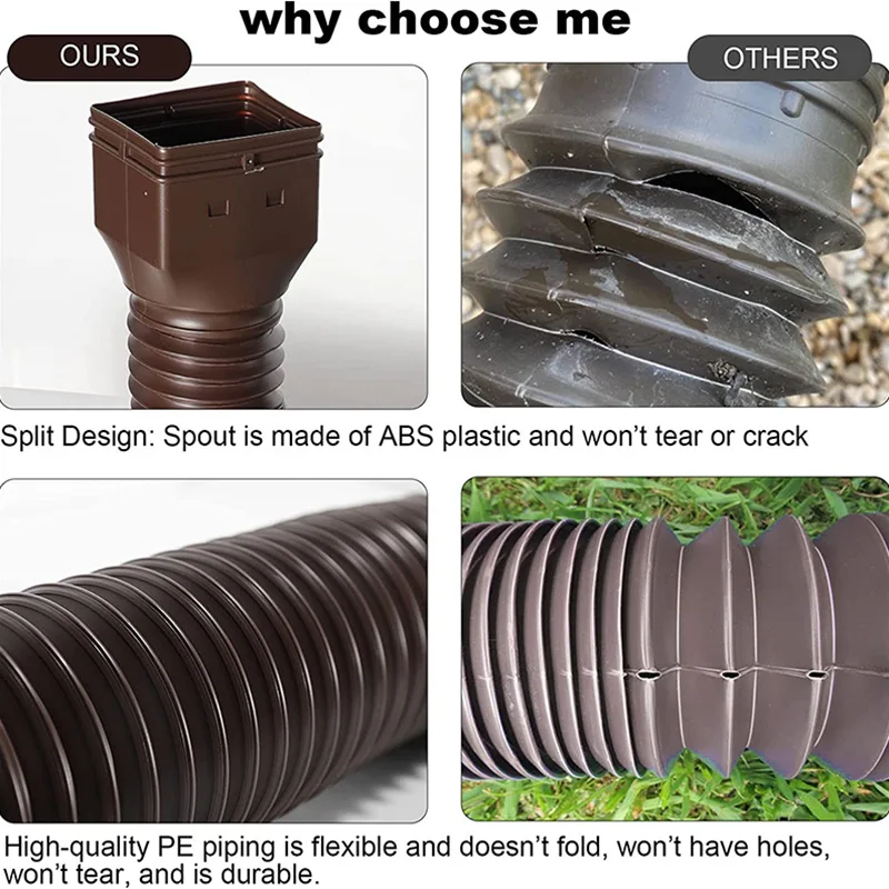 Rain Gutter Downspout Extension Flexible Telescopic Extension Pipe Downspout Drain Extender Connector Rainwater Drain