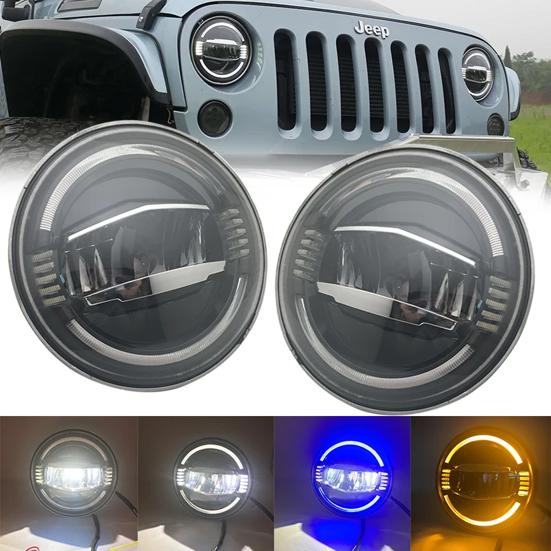 

New Car accessories 7 Inch Led Headlights DRL Halo Amber Turn Light for Jeep Wrangler JK TJ CJ LJ Rubicon Sahara Unlimited