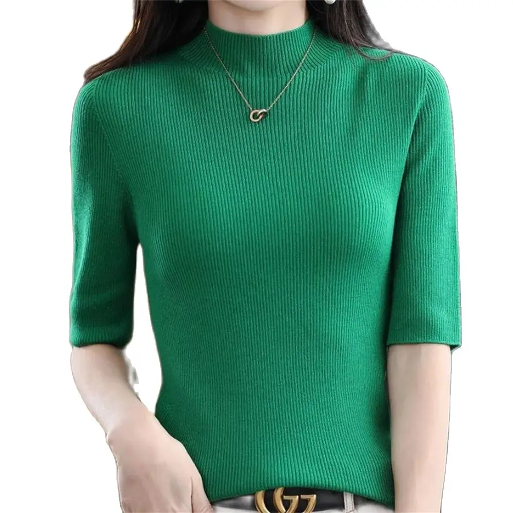

Cashmere Sweater for Women Half Sleeve Pullover Slim Version Knitted Tops Comfortable Silky Jumper Fall Clothing 2022