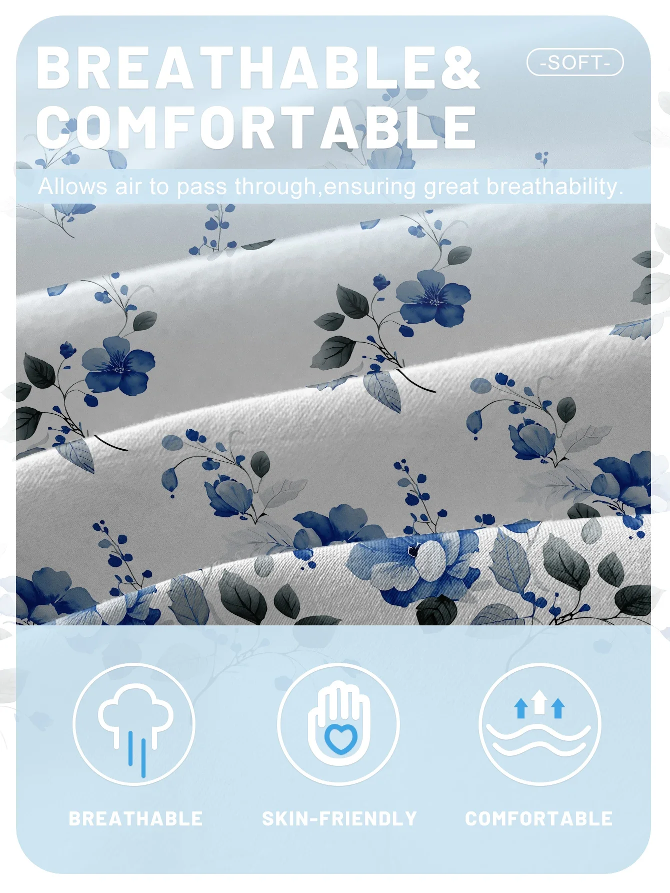 1 Simple modern Plant Flower printed matte Fitted Sheet, bedroom printed bed cover, bedding (excluding pillowcases) 5