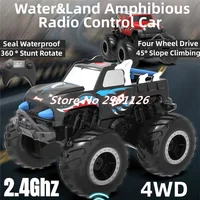 Water&Land Amphibious Off Road Climbing Radio Control Car 2.4G 4WD Seal Waterproof Design 360 ° Stunt Rotate Rubber Tires RC Car 1