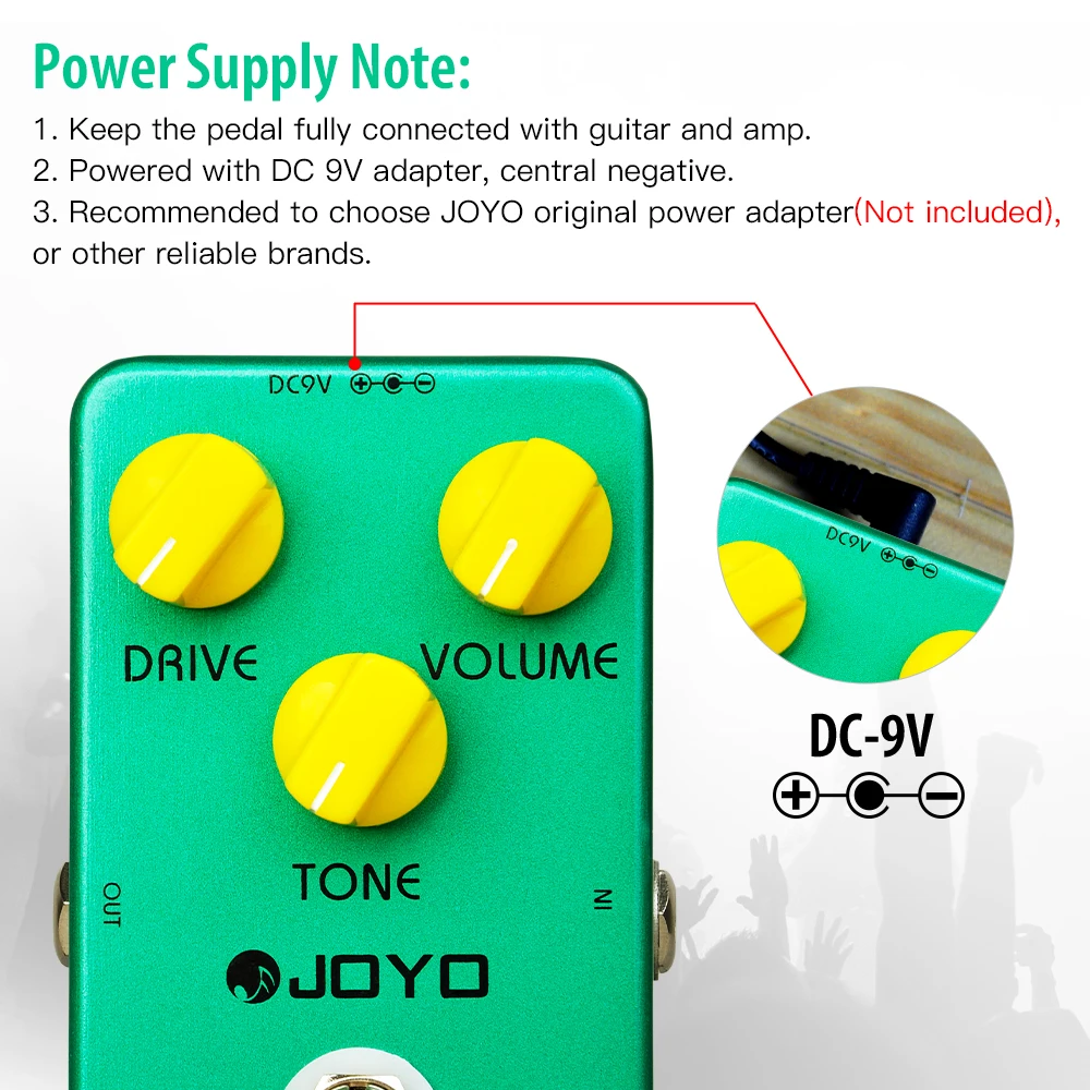 JF-01 VINTAGE OVERDRIVE Guitar Pedal Classic TS808 Tone Overdrive Pedal for Elec
