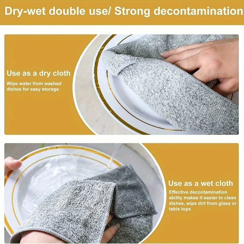 10PCS Household Kitchen Cleaning Cloth, Quick Drying Towels for Cars and Kitchens, Dishwashing Cloth, Glass Cleaning Cloth