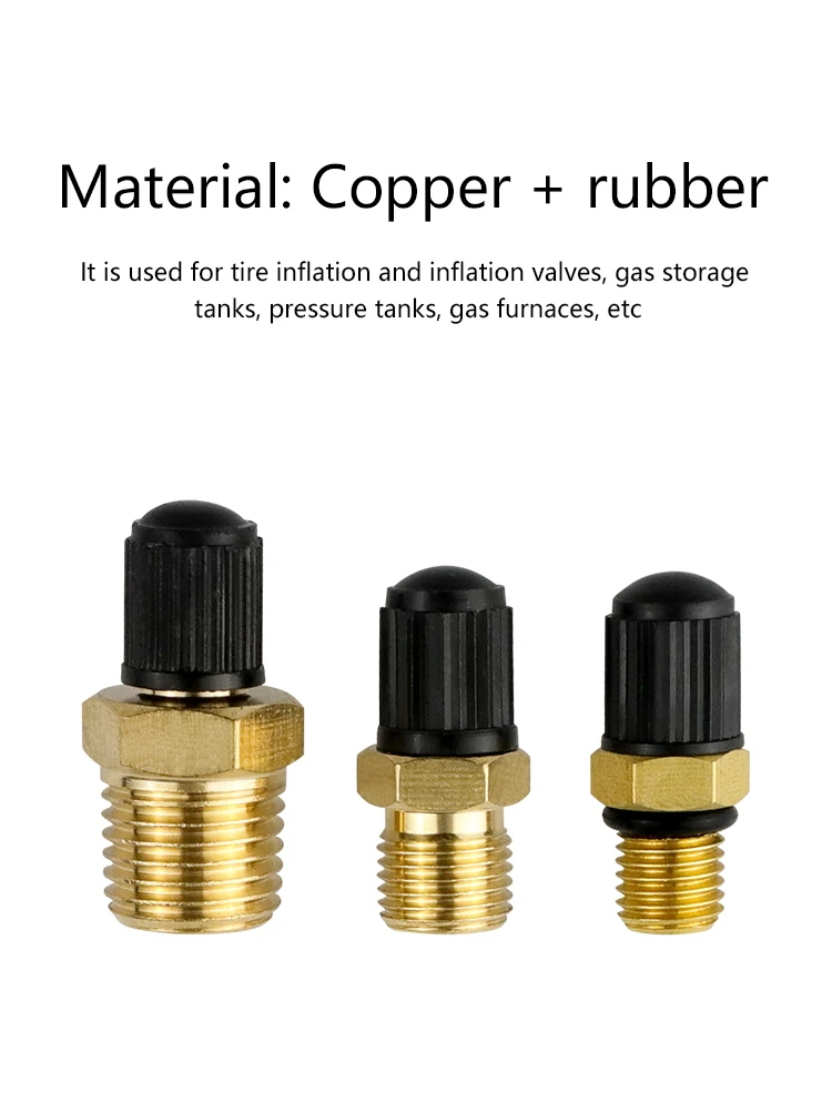Copper Valve Caps 1/8 NPT 1/4 Brass Valve Stems Copper Tire Valves Car Motorcycle Bike Tires Durable