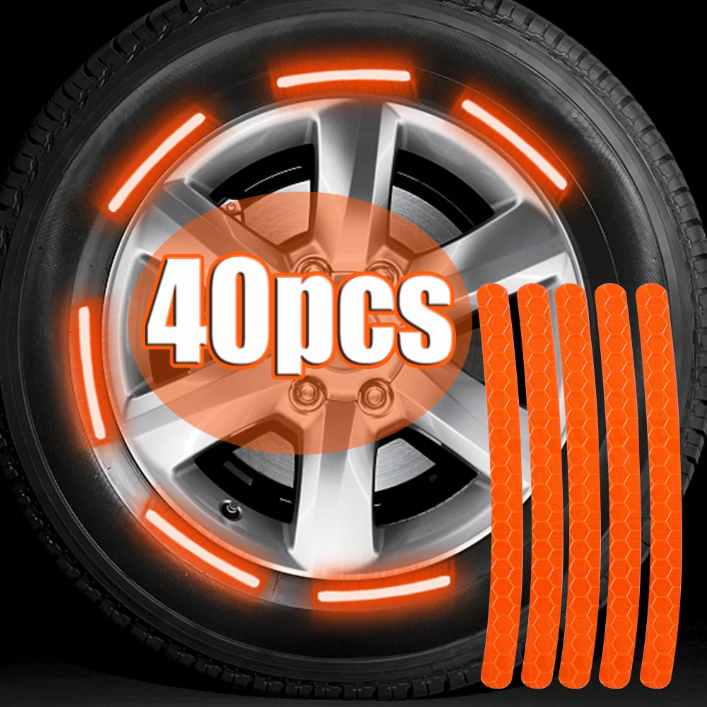 40 stücke Auto hub reflektierende anti-kollision auto aufkleber Nacht  warnung sicherheit zeichen reflektierende streifen Reifen felge form decals